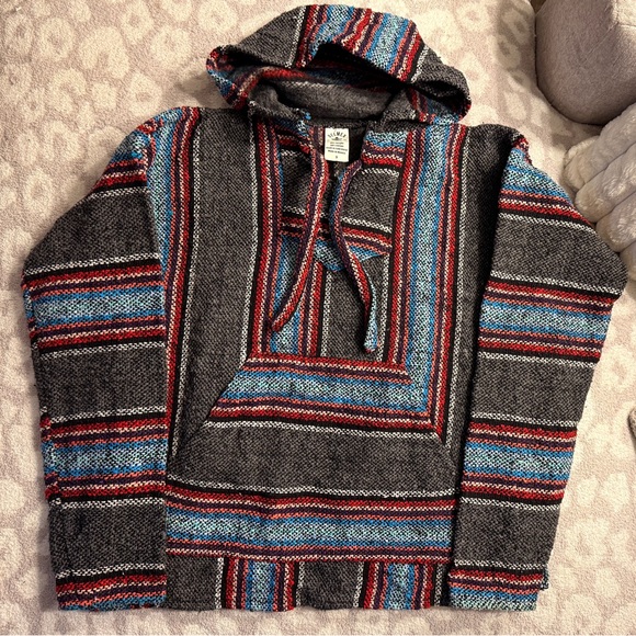 Other - Striped Baja Hoodie‎ with Red and Blue Accents